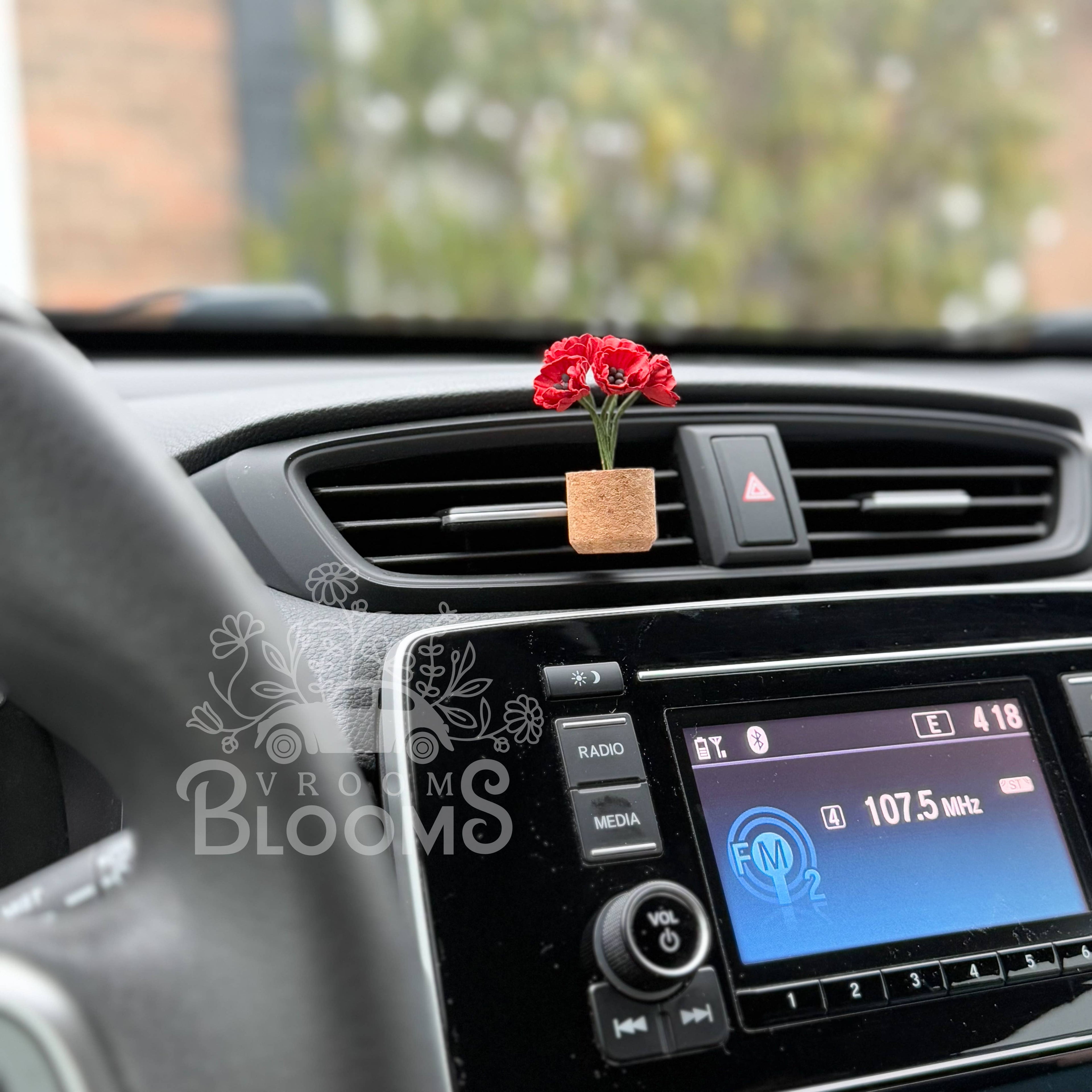Red Poppies Vent Clip Car Air Freshener Diffuser (Reusable): Floral & Luxe - Random Bestseller