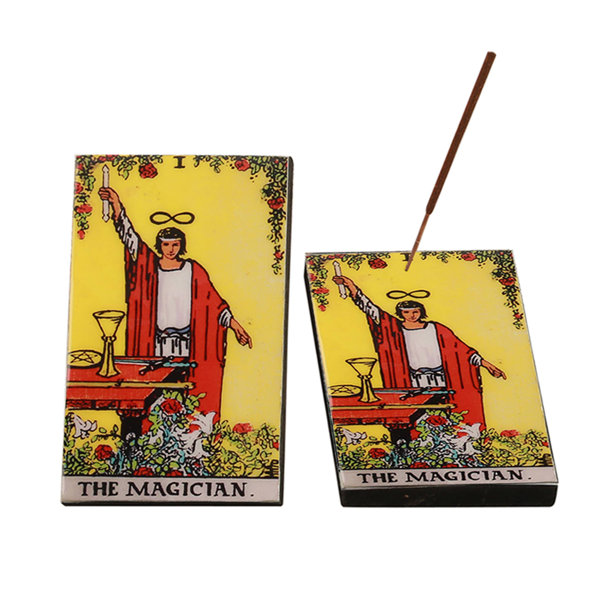 Wood Tarot Incense Holder (3 x 5 in.) - The Magician