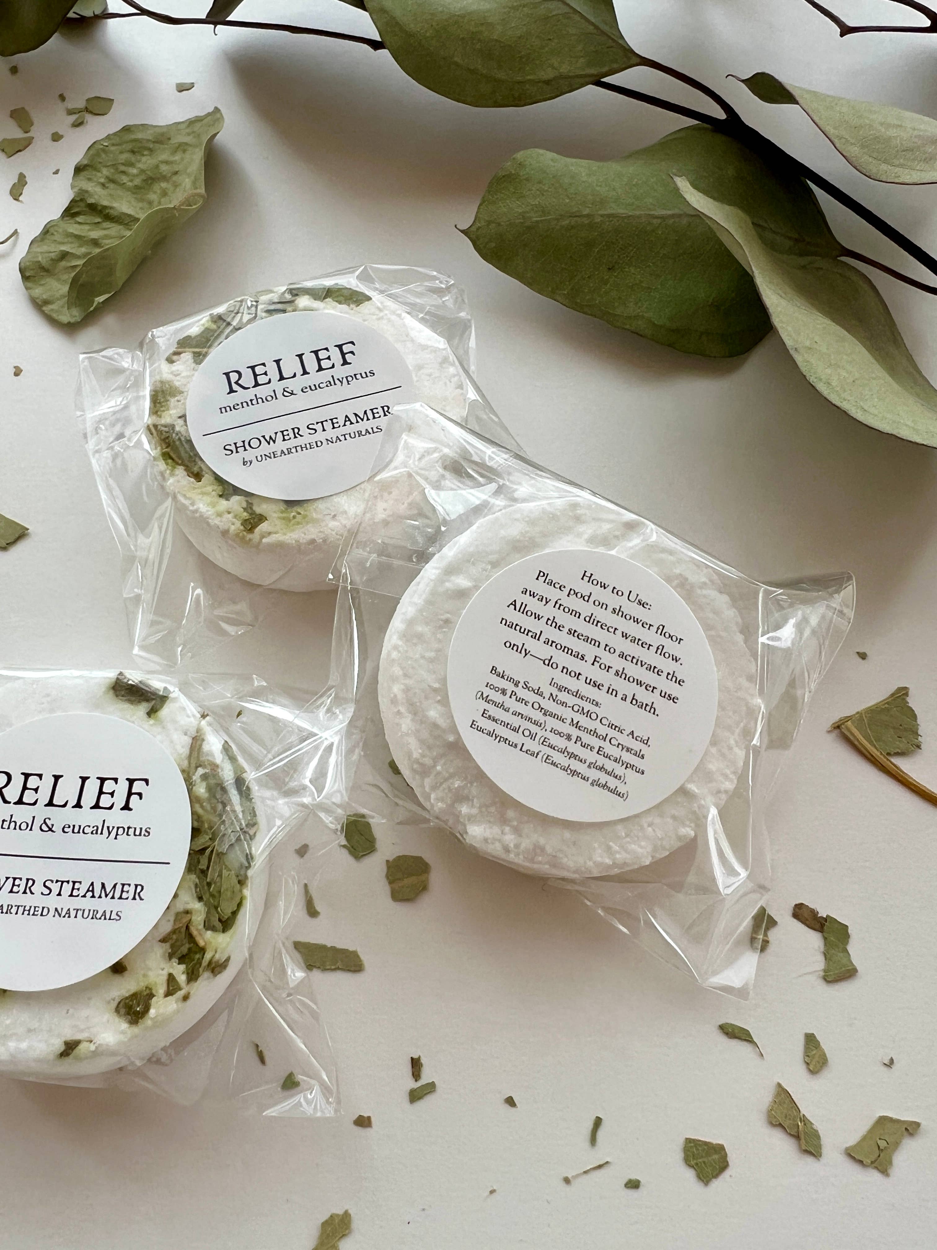 Relief - Menthol & Eucalyptus Shower Steamers | Aromatherapy