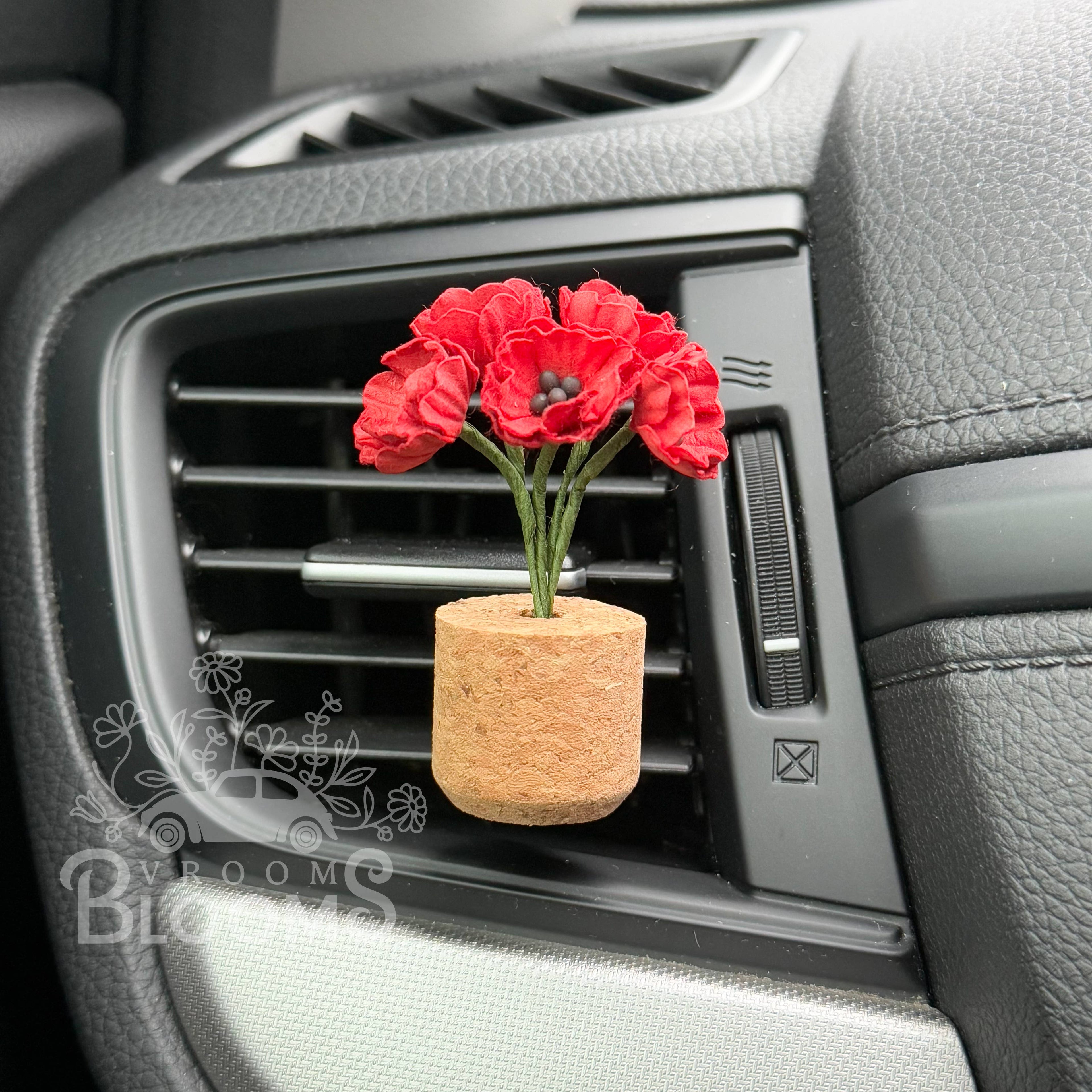 Red Poppies Vent Clip Car Air Freshener Diffuser (Reusable): Floral & Luxe - Random Bestseller