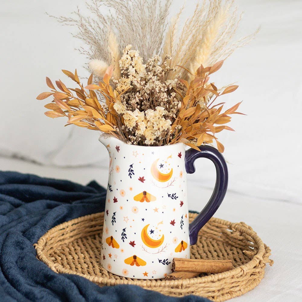 Autumn Magic Harvest Moon Print Ceramic Fall Flower Jug