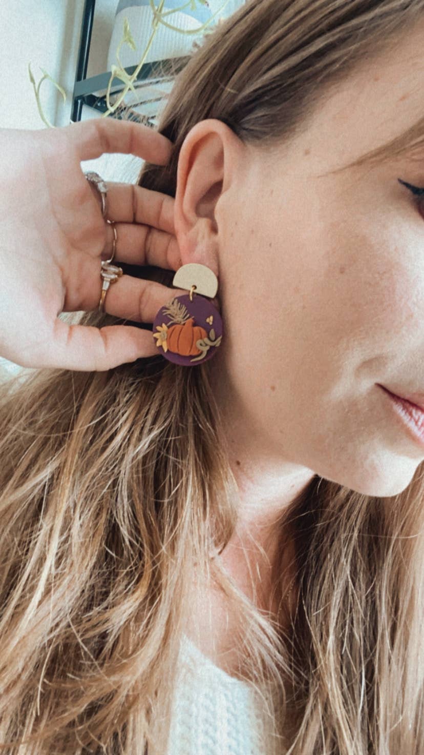 Circular Pumpkin Fall earrings