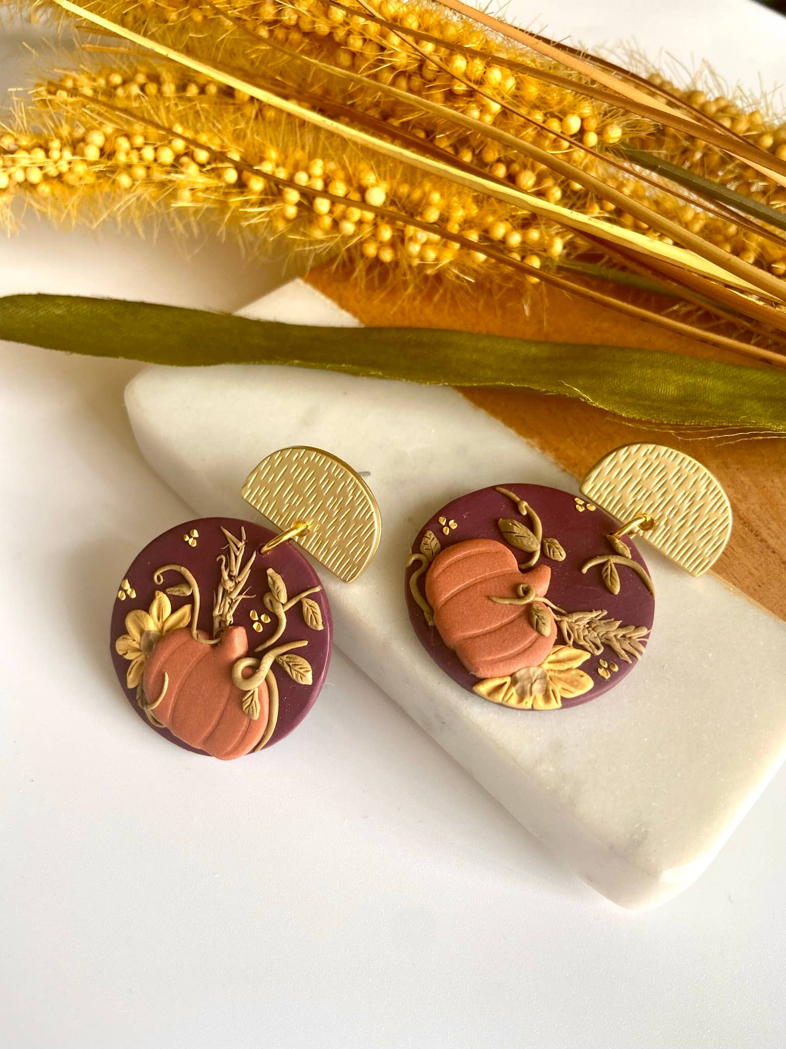 Circular Pumpkin Fall earrings