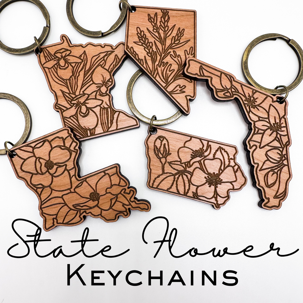 State Flower Keychains | Wood Engraved State Flower : Tennessee