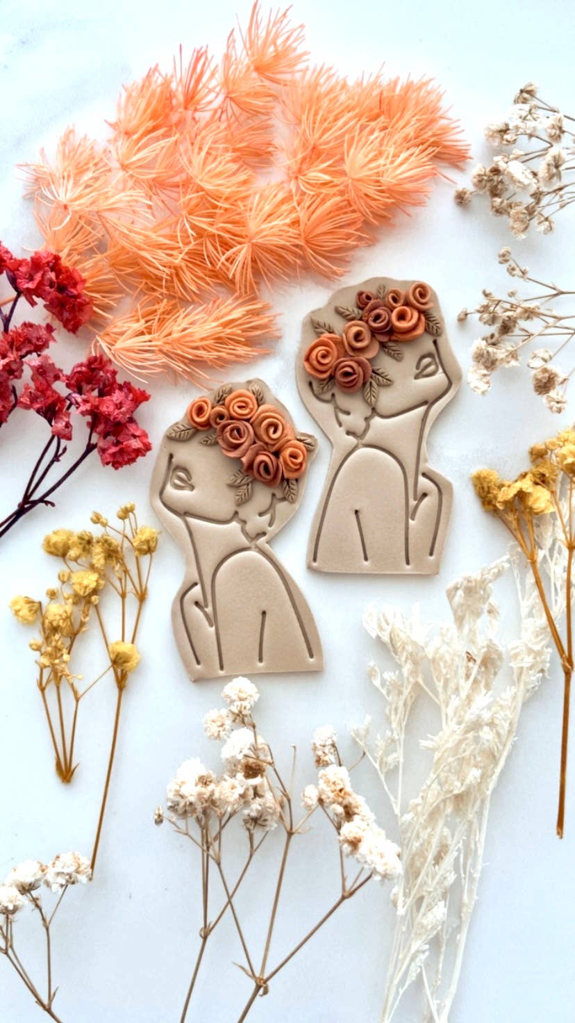 Goddess Queen statement studs: Cream/Pink