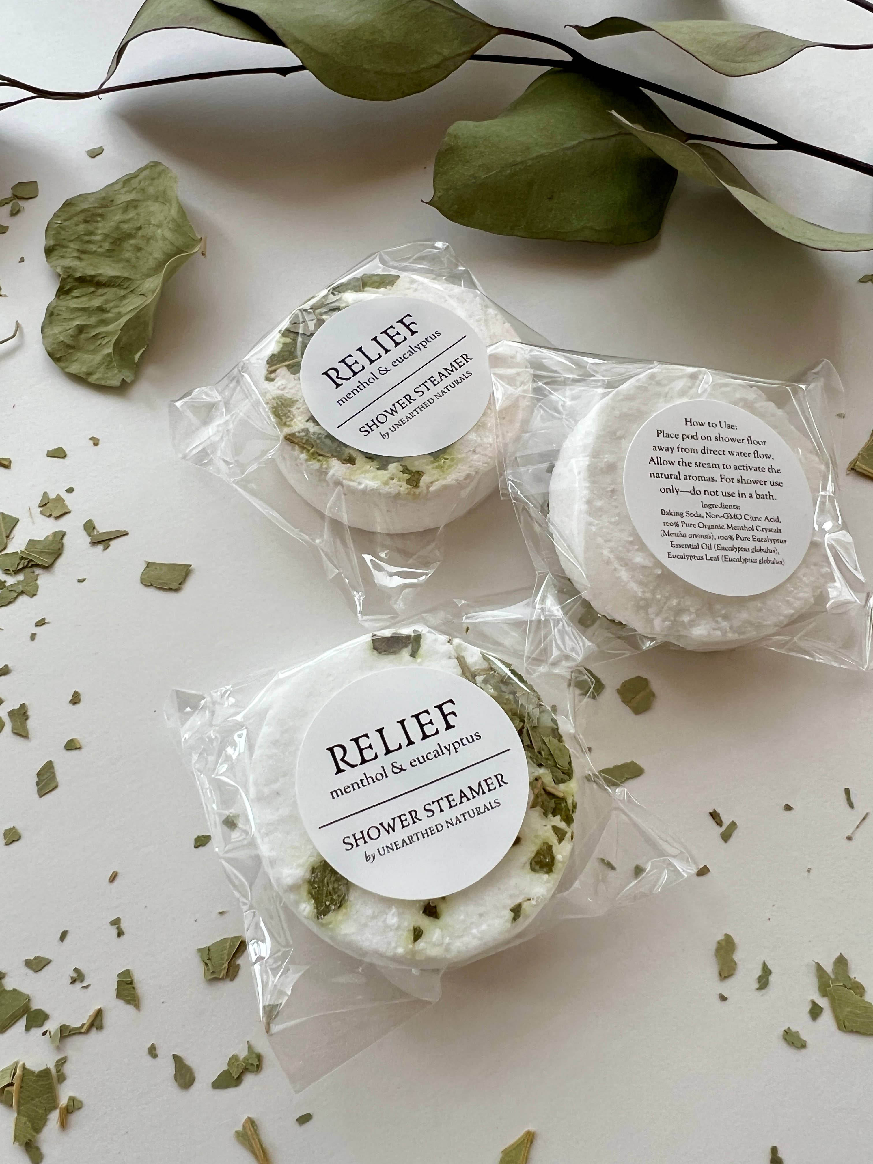 Relief - Menthol & Eucalyptus Shower Steamers | Aromatherapy