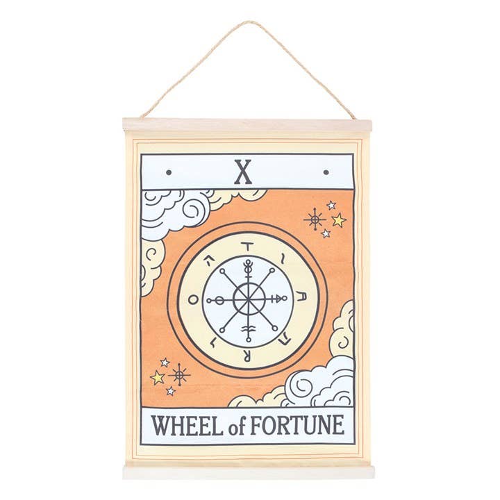The Wheel of Fortune Vintage Tarot Card Wall Hanging