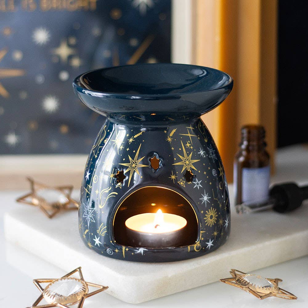 Blue Starry Night Celestial Oil Burner and Wax Warmer