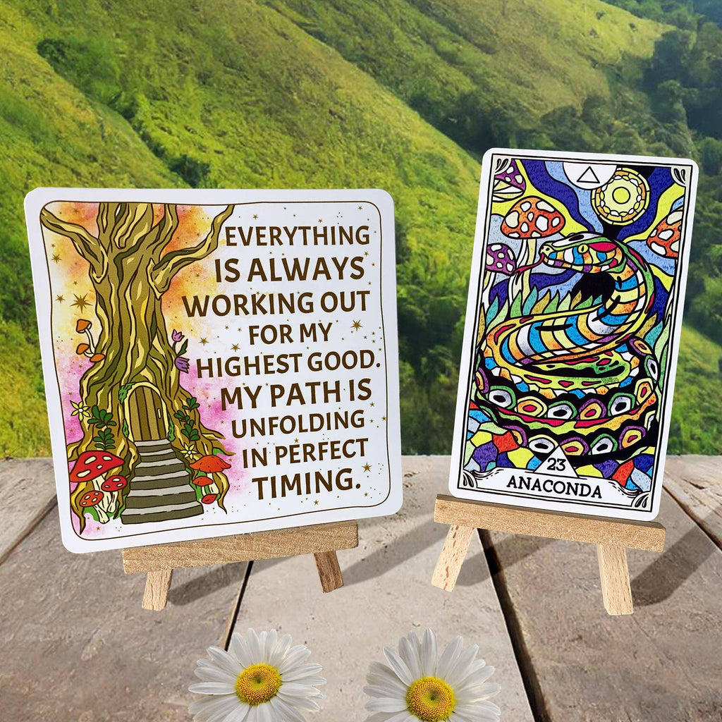 Affirmation & Oracle Easel-Style Card Stand & Mini Canvas