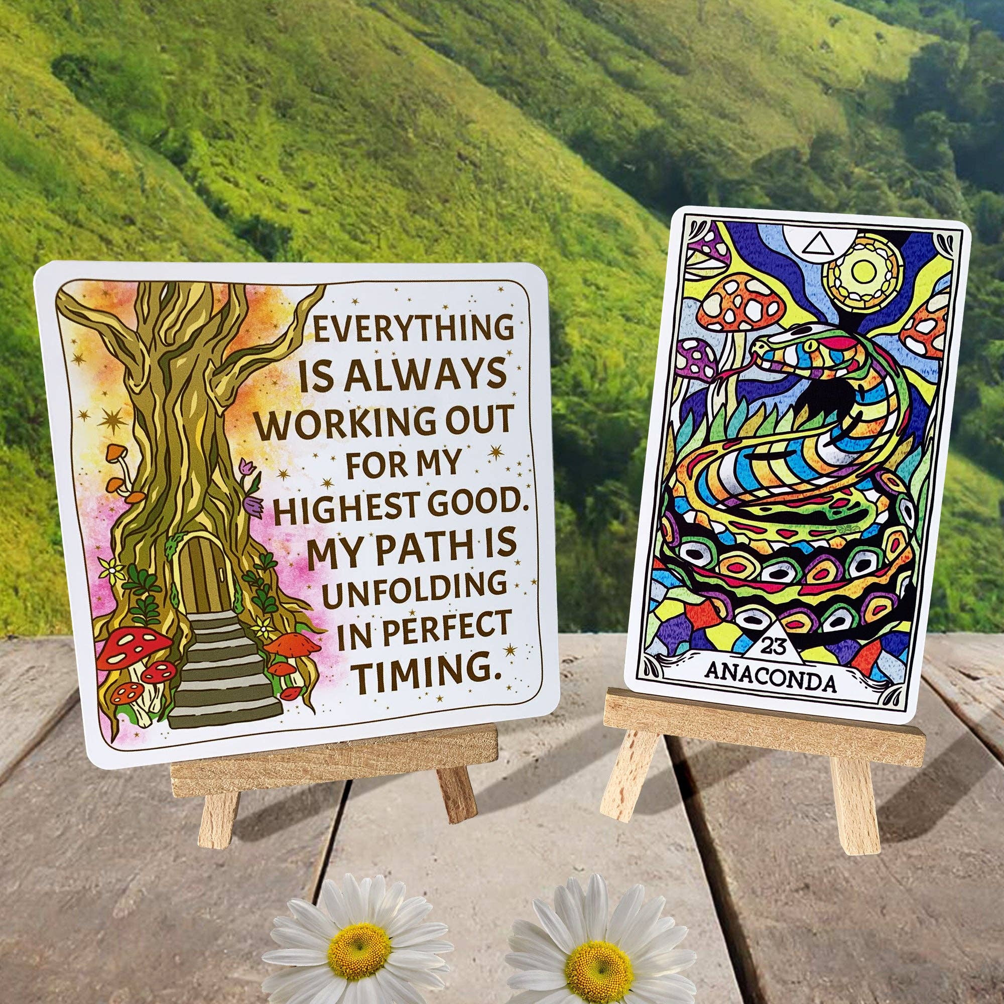 Affirmation & Oracle Easel-Style Card Stand & Mini Canvas