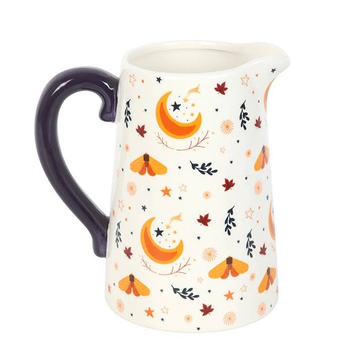 Autumn Magic Harvest Moon Print Ceramic Fall Flower Jug