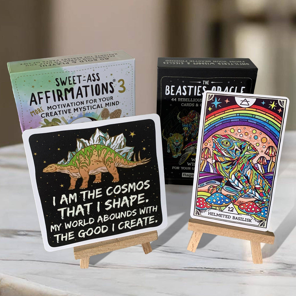 Affirmation & Oracle Easel-Style Card Stand & Mini Canvas