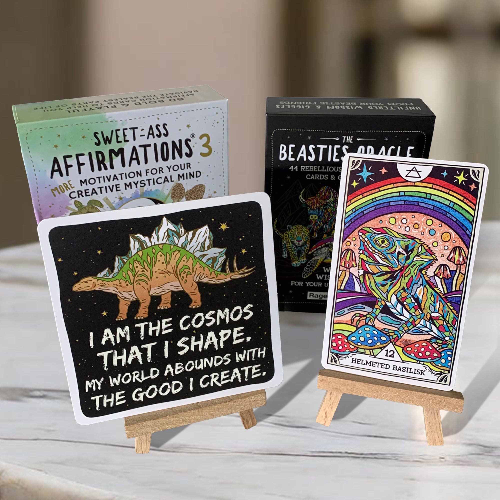 Affirmation & Oracle Easel-Style Card Stand & Mini Canvas