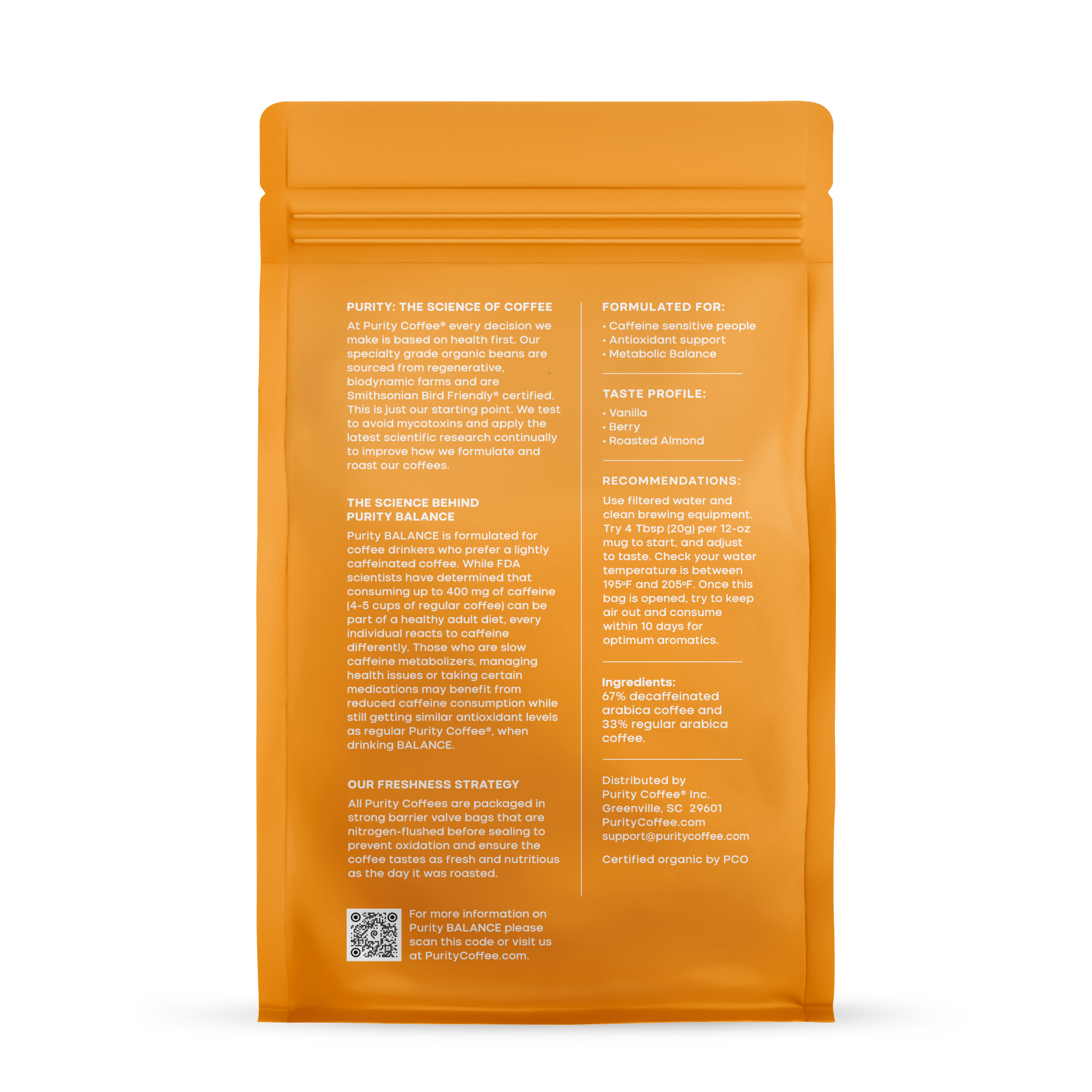 BALANCE: ⅓ Caff *Ground* Coffee - 12oz Bag