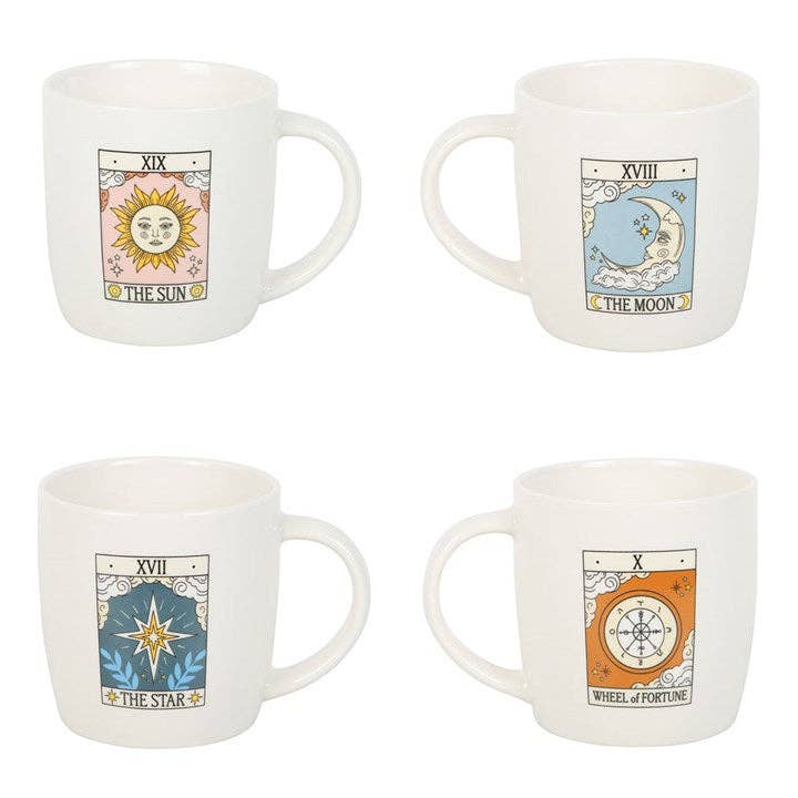 Set of 4 Vintage Tarot Card Mugs