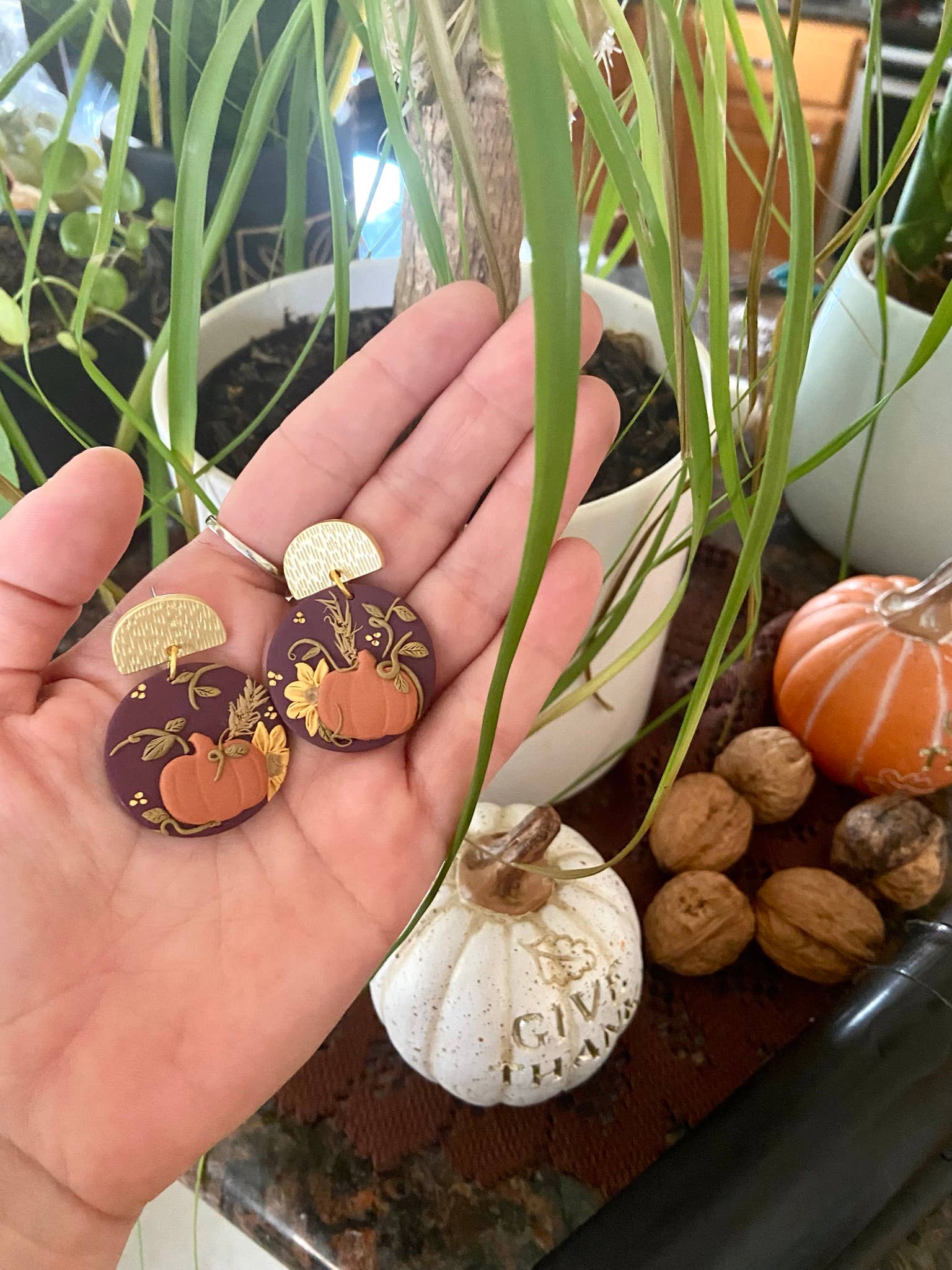 Circular Pumpkin Fall earrings