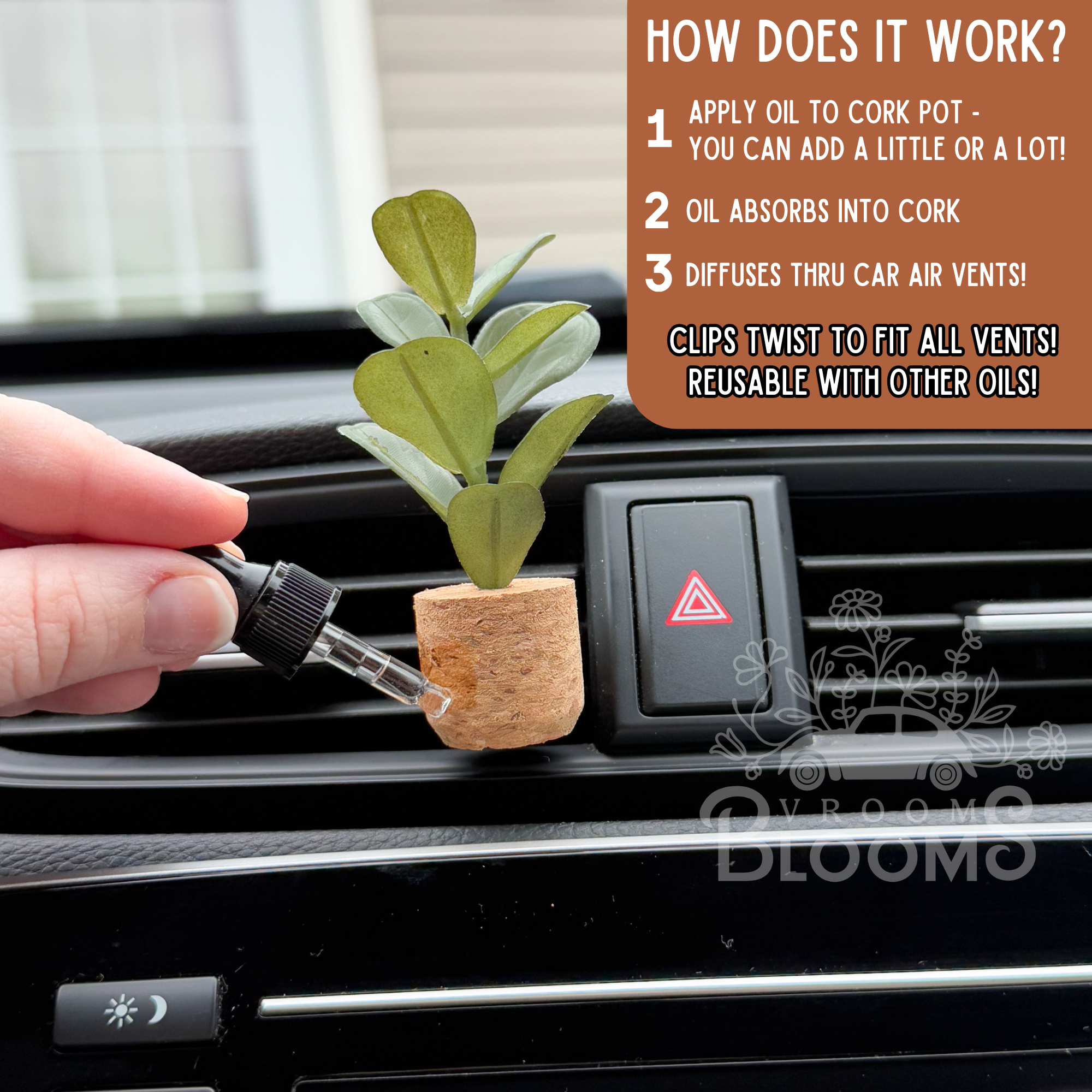 Eucalyptus Plant Vent Clip Car Air Freshener (Reusable): Eucalyptus & Peppermint