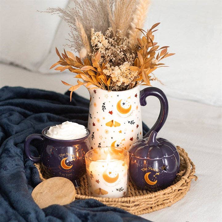 Autumn Magic Harvest Moon Print Ceramic Fall Flower Jug
